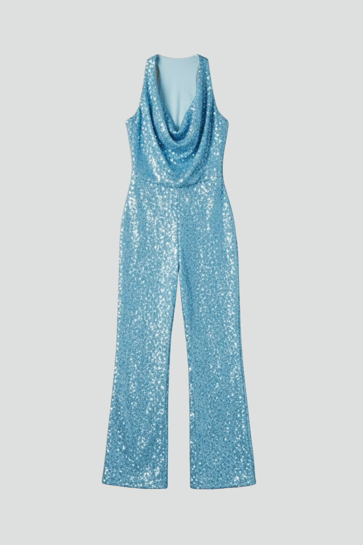 Mono Mujer Texturizado Pierna Ancha Cuello Halter