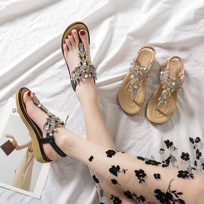 Sandalias Mujer Boho con Joya Diseño Elegante Confortables