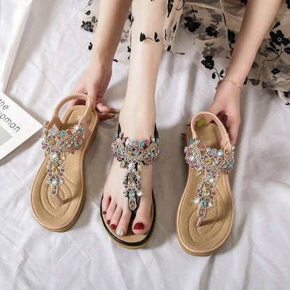 Sandalias Mujer Boho con Joya Diseño Elegante Confortables