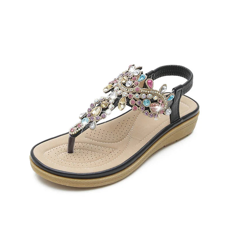 Sandalias Mujer Boho con Joya Diseño Elegante Confortables