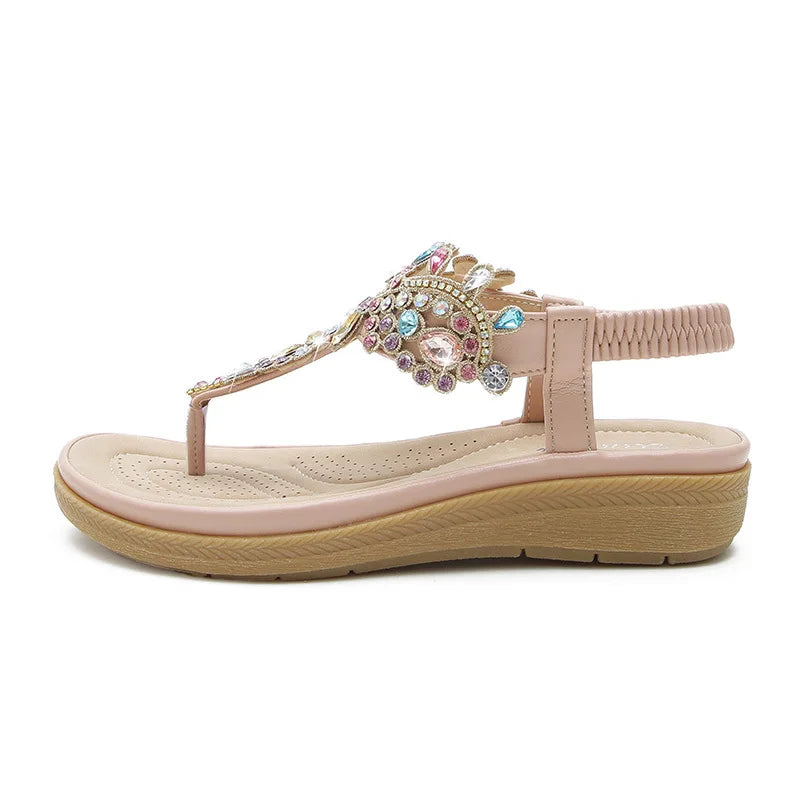 Sandalias Mujer Boho con Joya Diseño Elegante Confortables