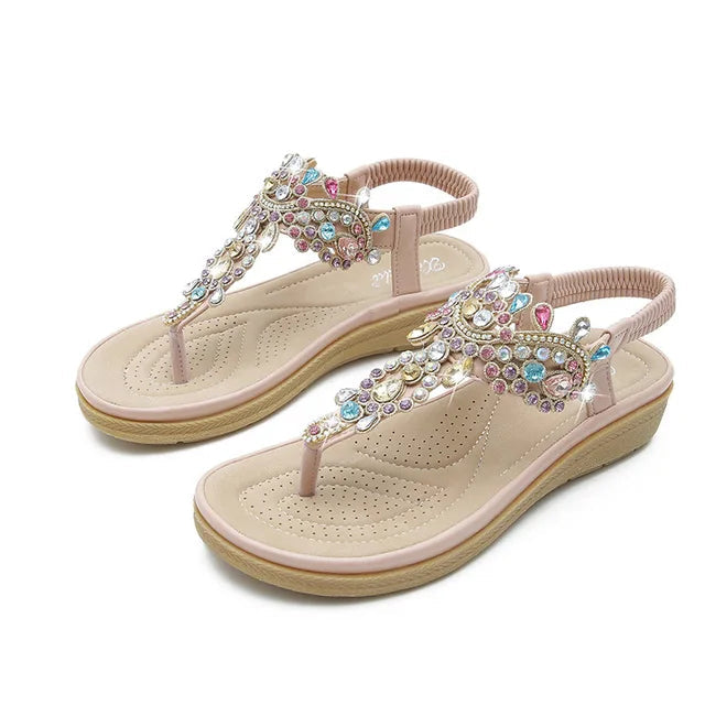 Sandalias Mujer Boho con Joya Diseño Elegante Confortables