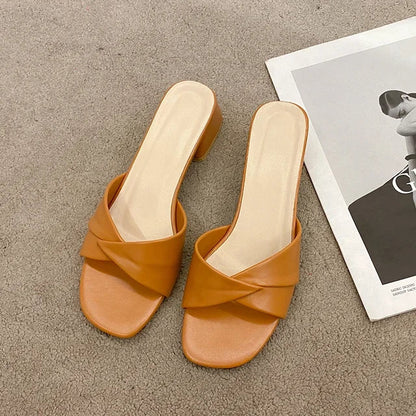 Sandalias Mujer Tacón Corto Verano Elegantes
