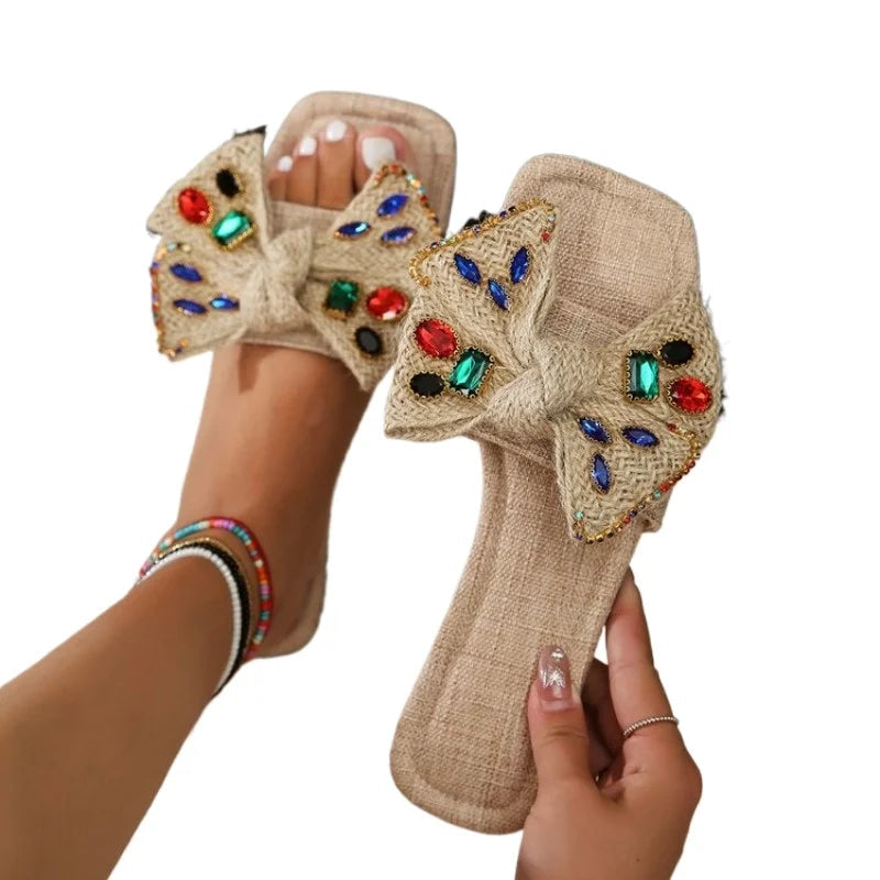Sandalias Mujer con Lazo y Adornos Verano - Mavetta