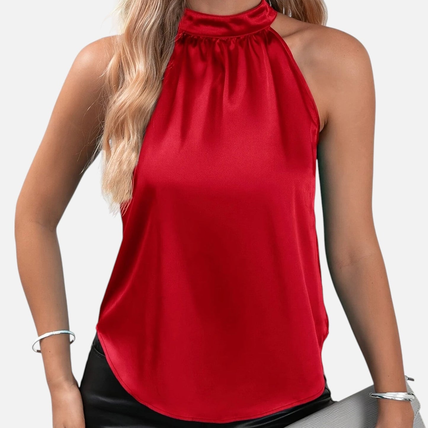 Mujer de Satén Ligero Halter Verano