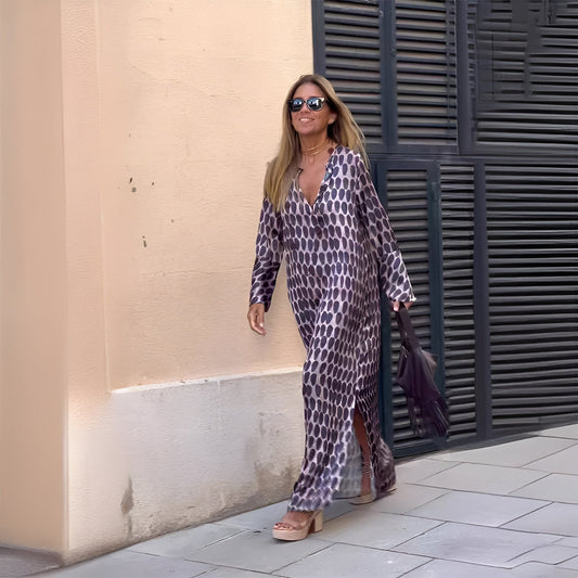 Vestido Largo Mujer Gasa Manga Larga Estilo Bohemio - Mavetta