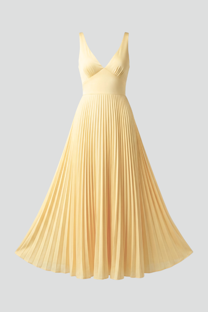 Vestido Largo Mujer Plisado Ligero Veraniego
