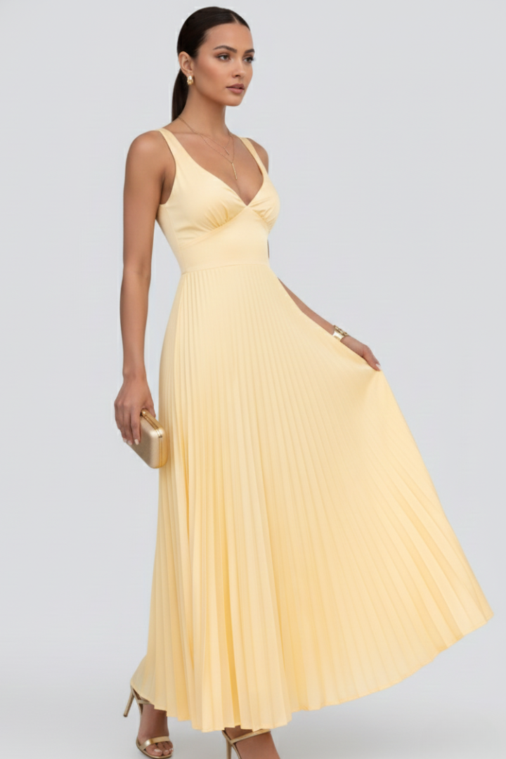 Vestido Largo Mujer Plisado Ligero Veraniego