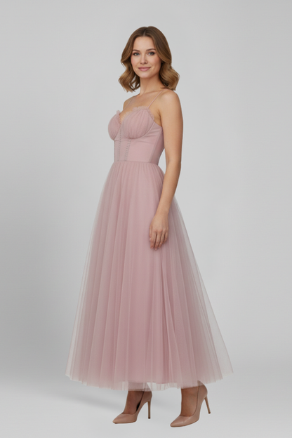 Vestido Largo Mujer de Tul Sin Tirantes Elegante