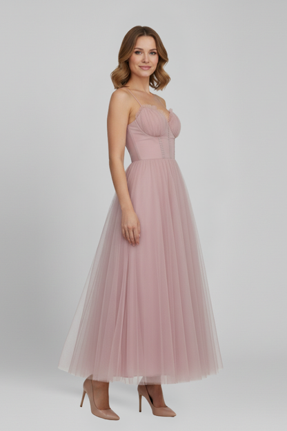 Vestido Largo Mujer de Tul Sin Tirantes Elegante