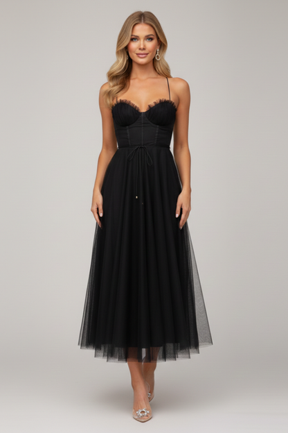 Vestido Largo Mujer de Tul Sin Tirantes Elegante