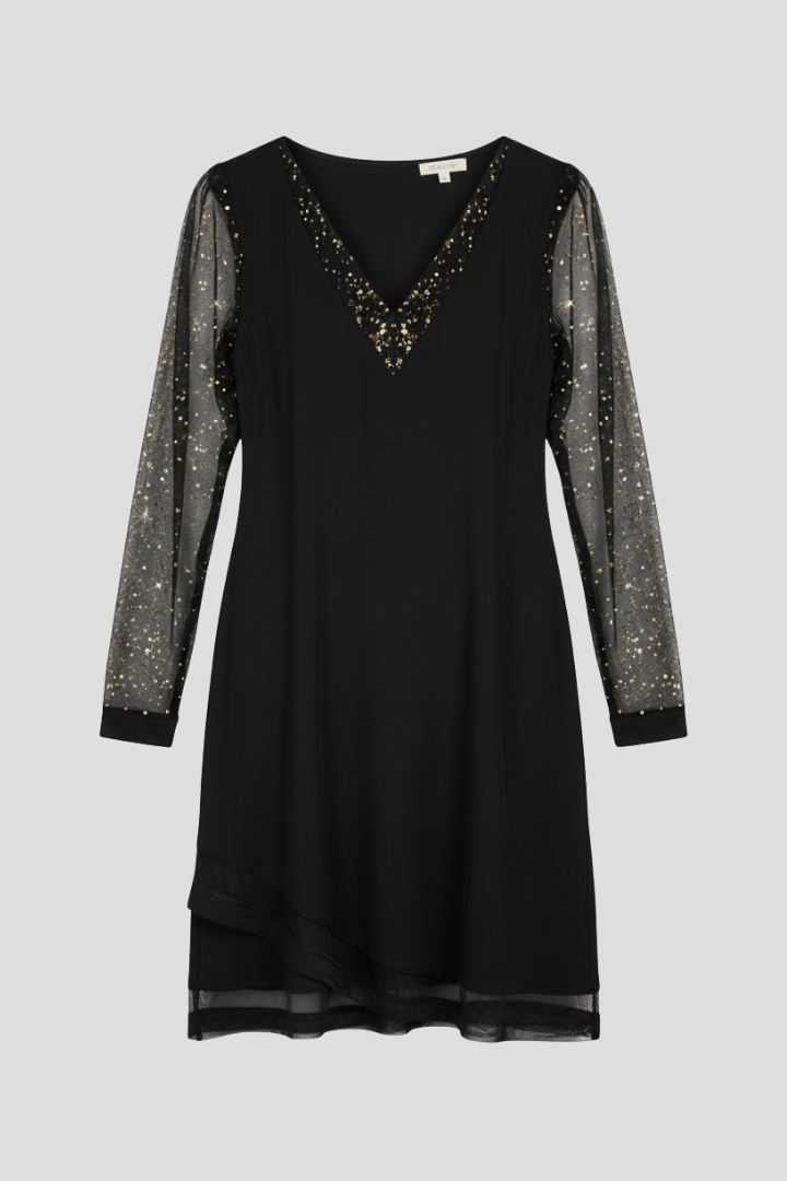 Vestido Cóctel Mujer Lentejuelas Cuello en V - Mavetta