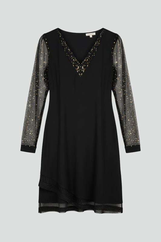 Vestido Cóctel Mujer Lentejuelas Cuello en V - Mavetta