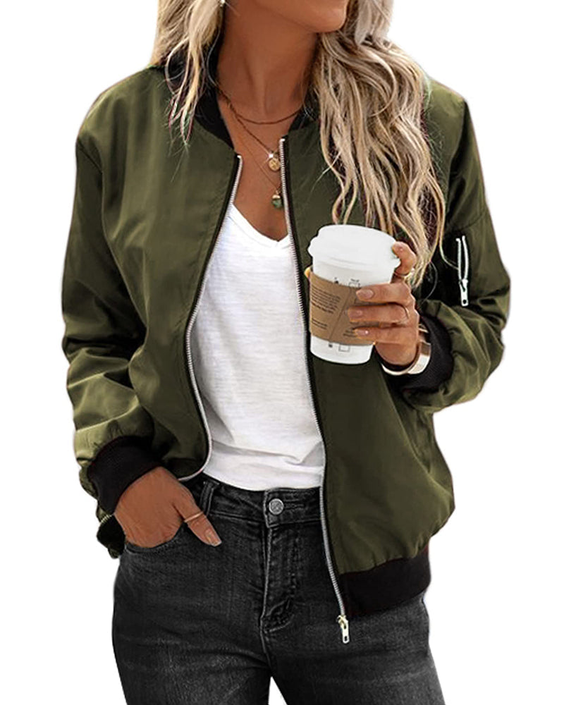 Chaqueta Bomber Mujer Clasica con Cremallera