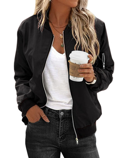 Chaqueta Bomber Mujer Clasica con Cremallera