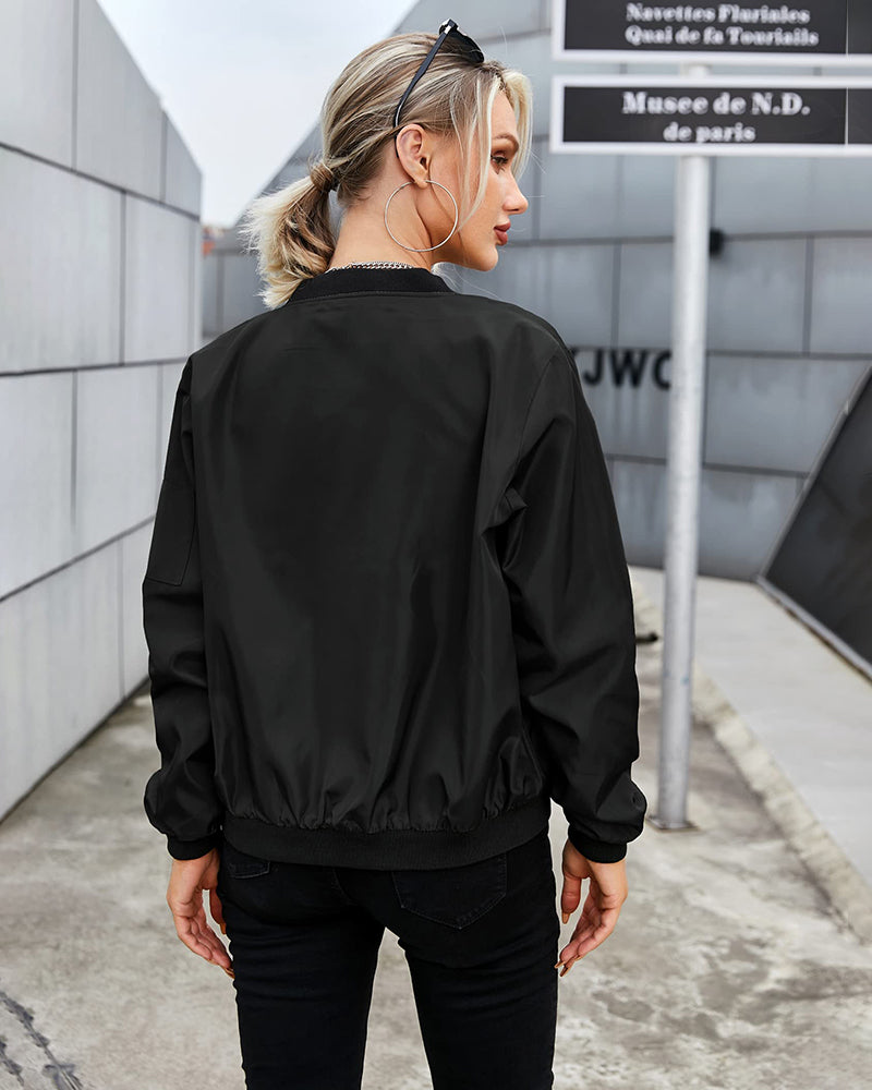 Chaqueta Bomber Mujer Clasica con Cremallera