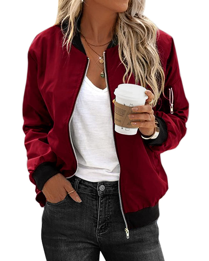 Chaqueta Bomber Mujer Clasica con Cremallera