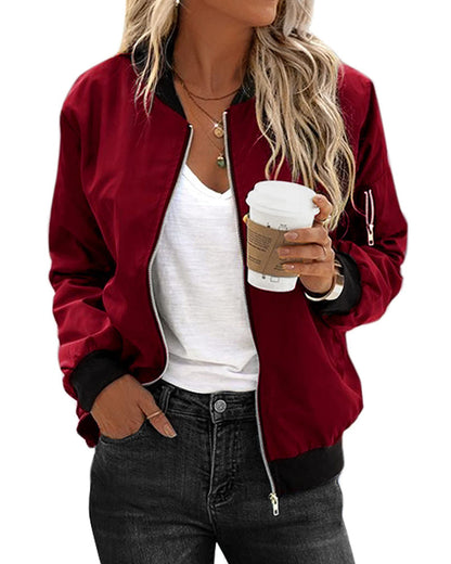 Chaqueta Bomber Mujer Clasica con Cremallera