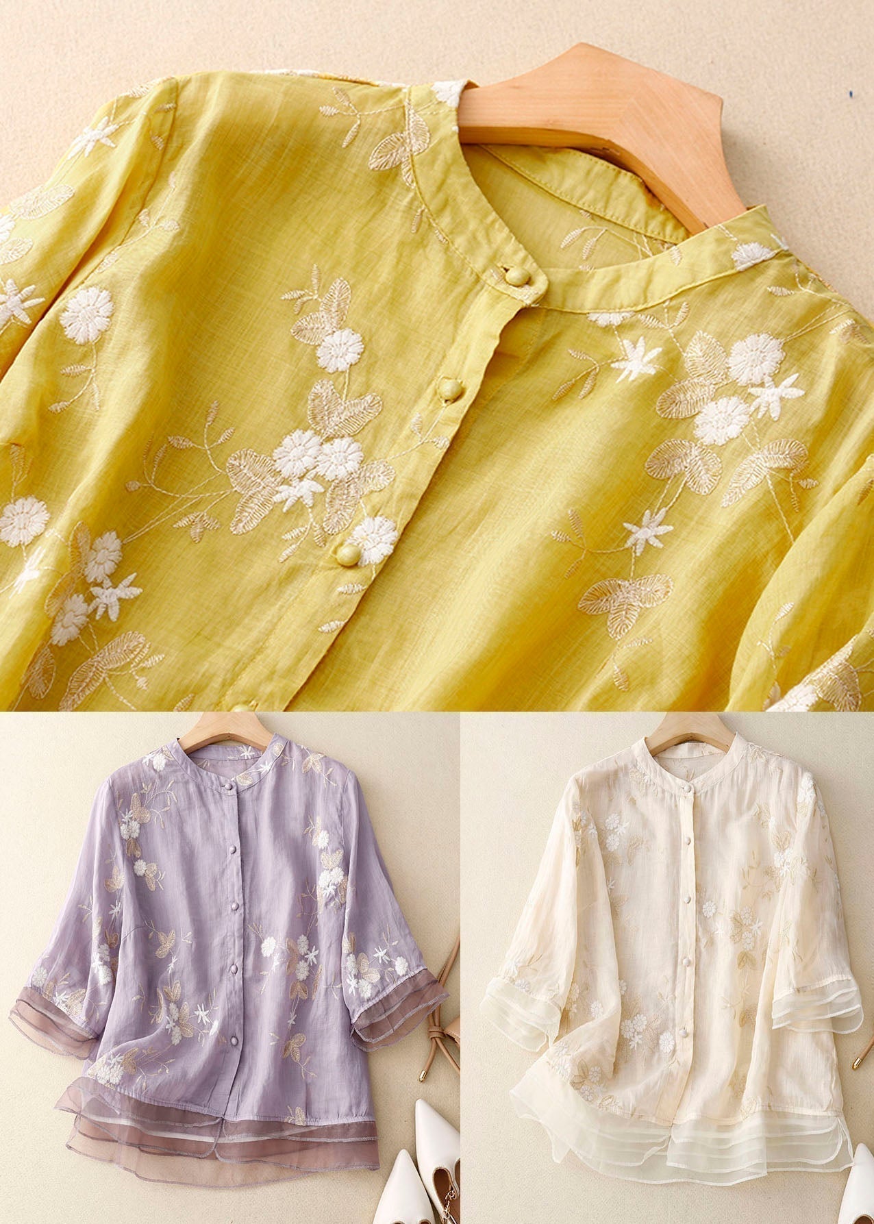 Blusa Mujer de Tela Ligera Estampado Floral Ajuste Moderno