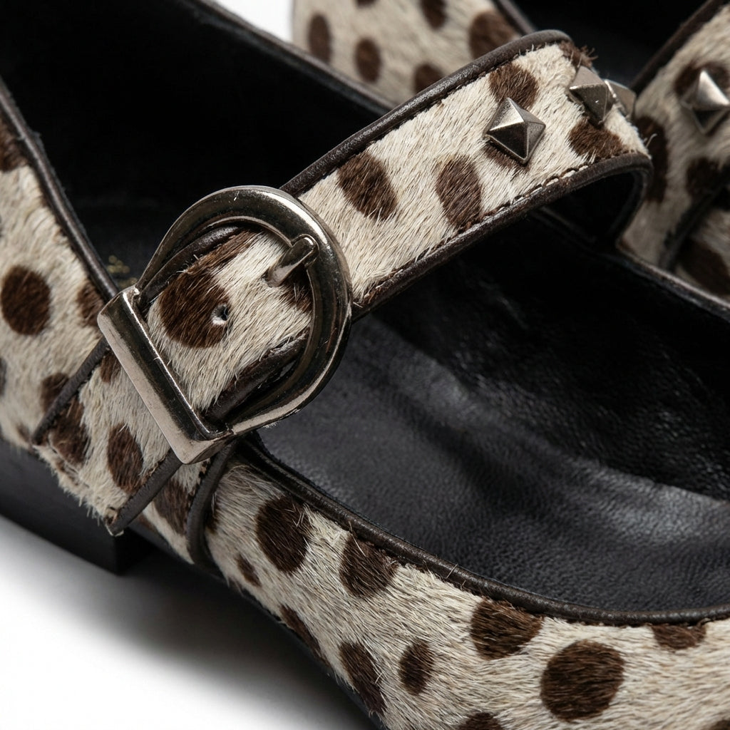 Mules Mujer Punta Hebilla Estampado Animal