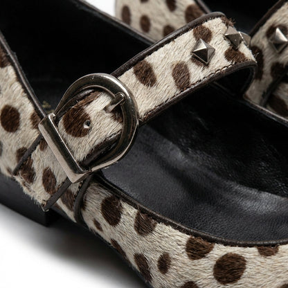 Mules Mujer Punta Hebilla Estampado Animal