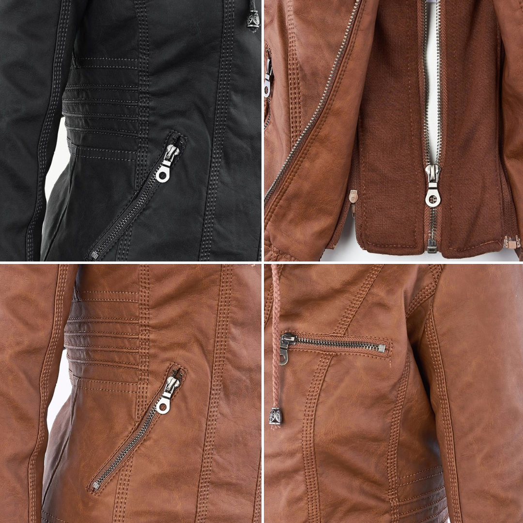 Cazadora Mujer efecto piel con capucha extraíble