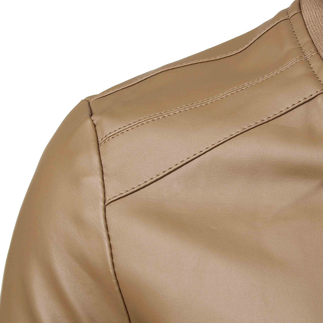 Chaqueta Bomber Hombre de Cuero Resistente Ajuste Clasico