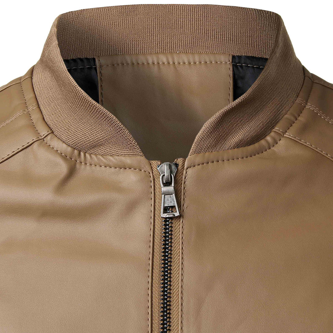 Chaqueta Bomber Hombre de Cuero Resistente Ajuste Clasico
