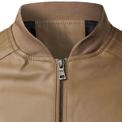 Chaqueta Bomber Hombre de Cuero Resistente Ajuste Clasico