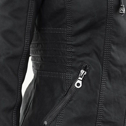 Chaqueta motera mujer ajustada con capucha