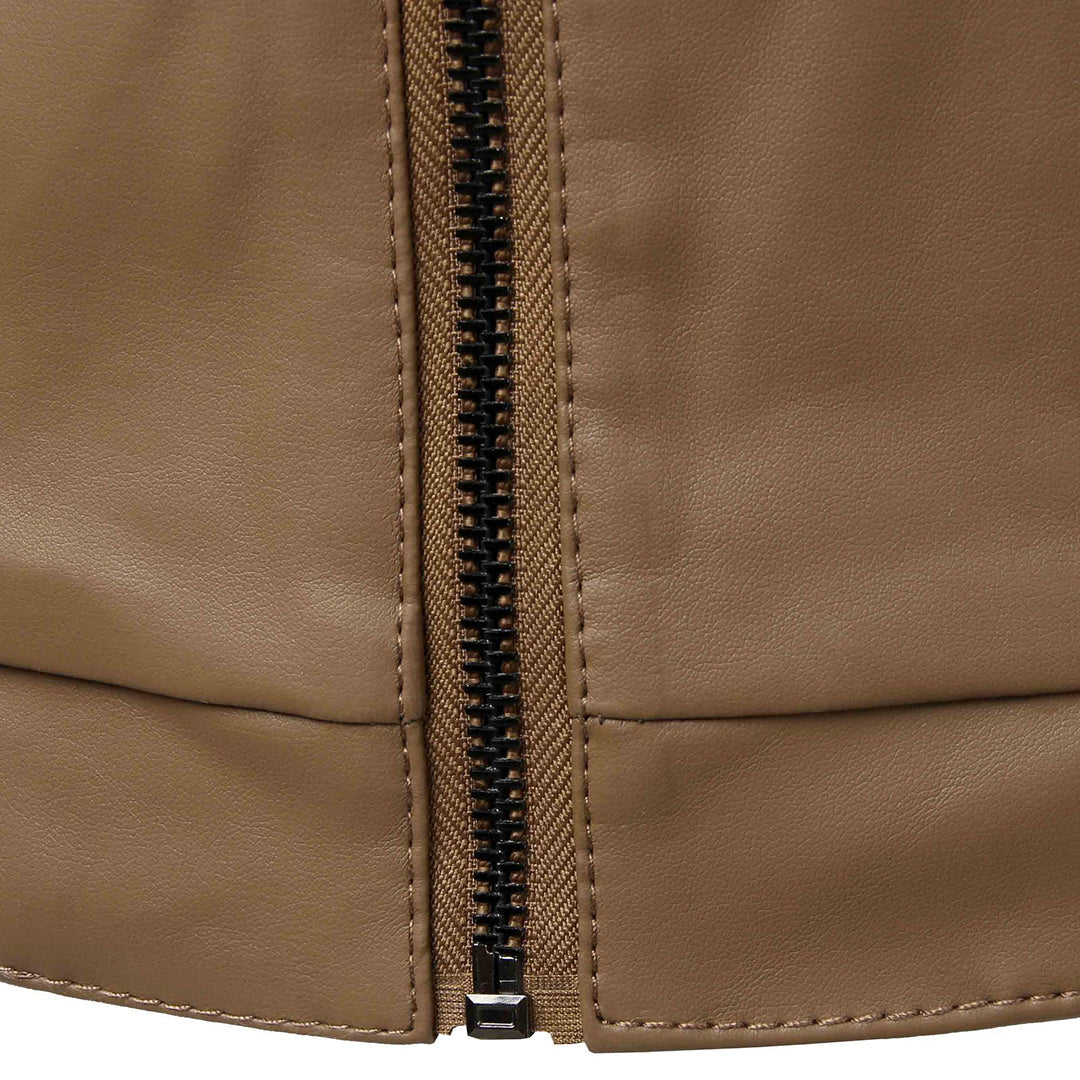 Chaqueta Bomber Hombre de Cuero Resistente Ajuste Clasico