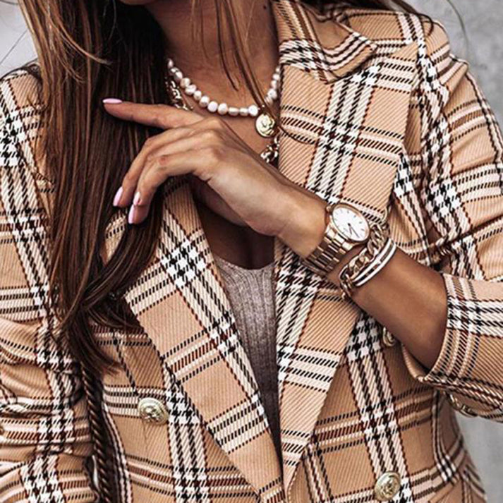 Blazer Mujer de Cuadros Reversible Estilo Chic