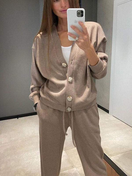 Conjunto Mujer de Punto Ligero Cárdigan y Pantalón Comodo - Mavetta