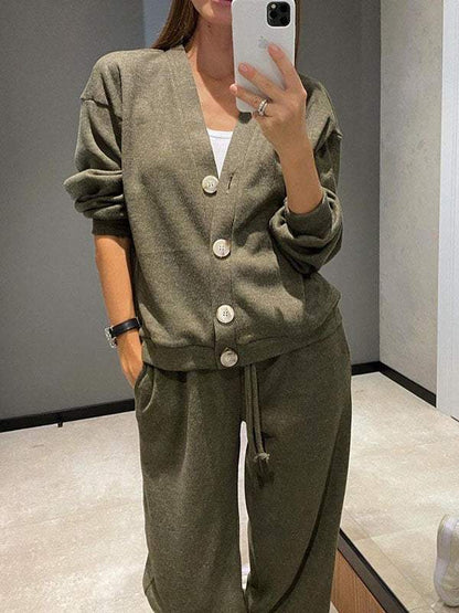 Conjunto Mujer de Punto Ligero Cárdigan y Pantalón Comodo