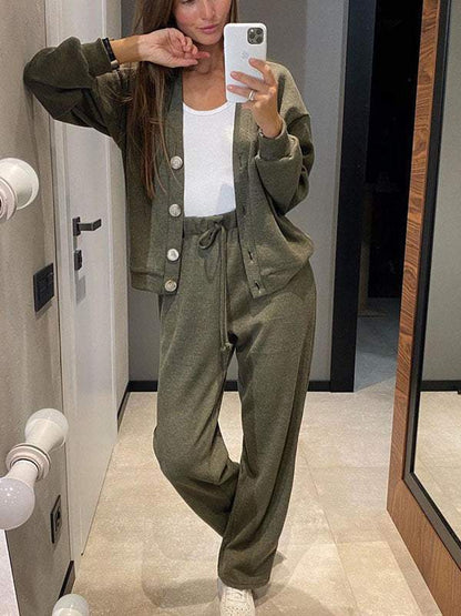 Conjunto Mujer de Punto Cárdigan y Pantalón Ajustado