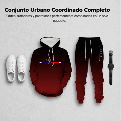 Conjunto deportivo hombre sudadera con capucha y pantalón jogger