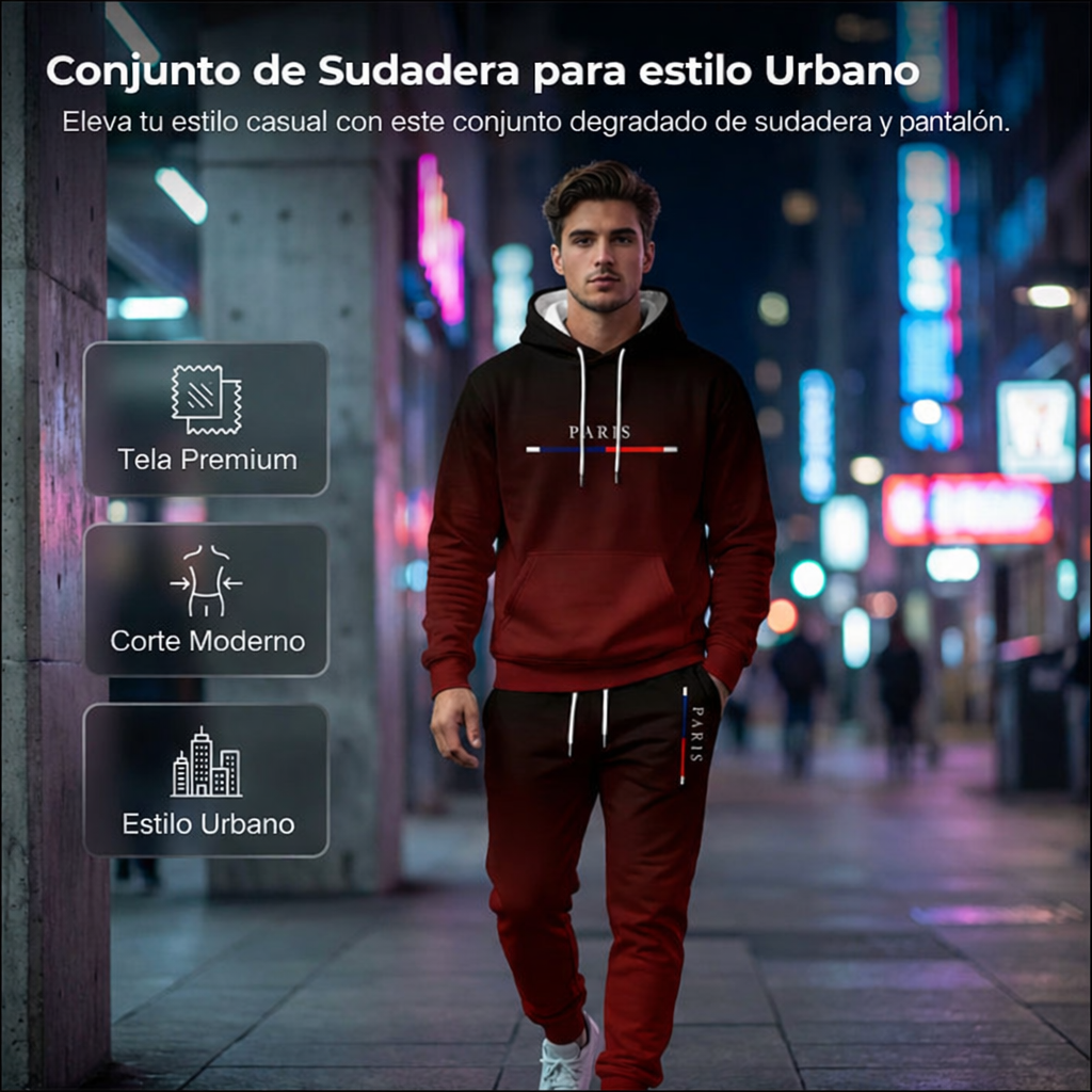Conjunto deportivo hombre sudadera con capucha y pantalón jogger - Mavetta