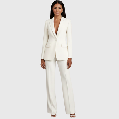 Conjunto Mujer Traje Formal Blazer Largo Estructurado Pantalón Recto - Mavetta