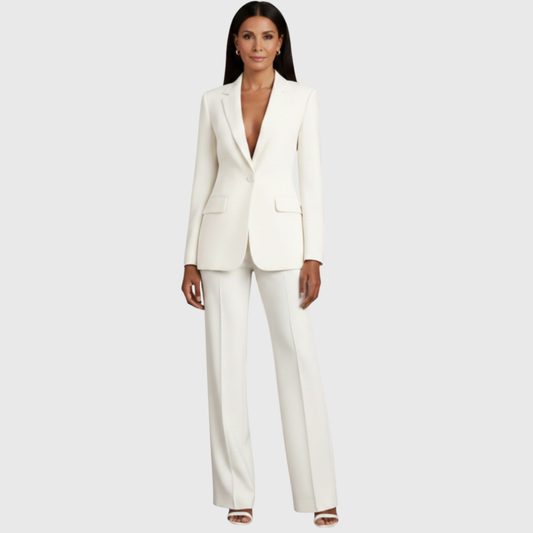 Conjunto Mujer Traje Formal Blazer Largo Estructurado Pantalón Recto - Mavetta