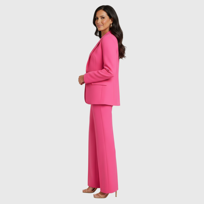 Conjunto Mujer Traje Formal Blazer Largo Estructurado Pantalón Recto