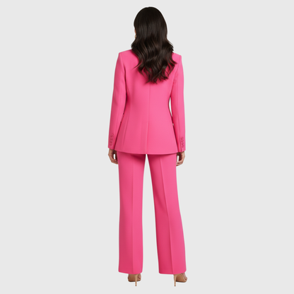 Conjunto Mujer Traje Formal Blazer Largo Estructurado Pantalón Recto