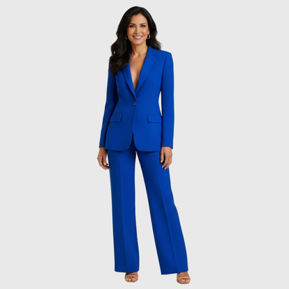 Conjunto Mujer Traje Formal Blazer Largo Estructurado Pantalón Recto