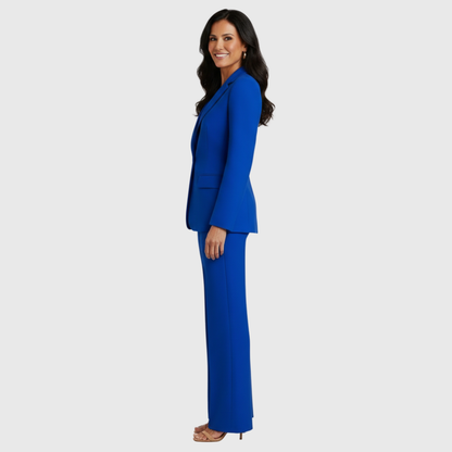 Conjunto Mujer Traje Formal Blazer Largo Estructurado Pantalón Recto