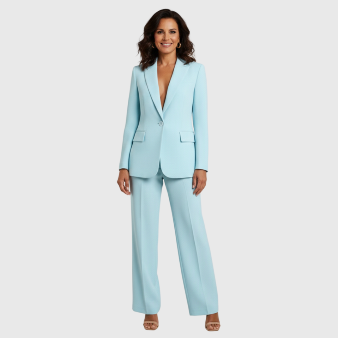 Conjunto Mujer Traje Formal Blazer Largo Estructurado Pantalón Recto
