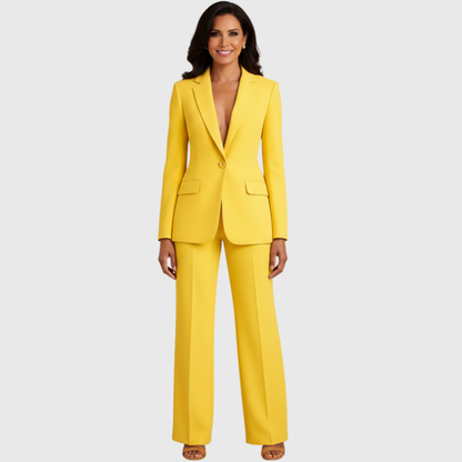 Conjunto Mujer Traje Formal Blazer Largo Estructurado Pantalón Recto