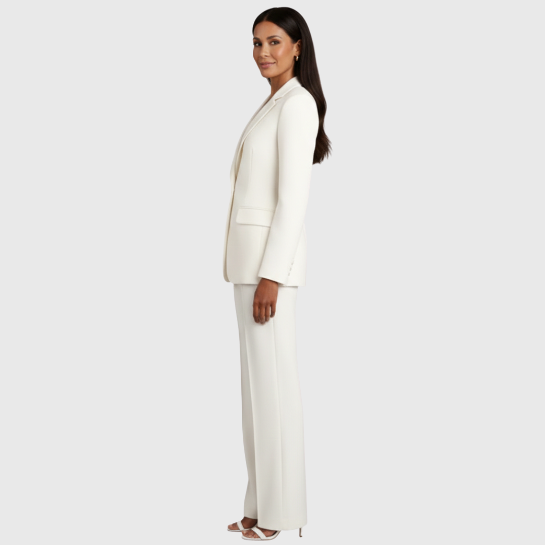 Conjunto Mujer Traje Formal Blazer Largo Estructurado Pantalón Recto