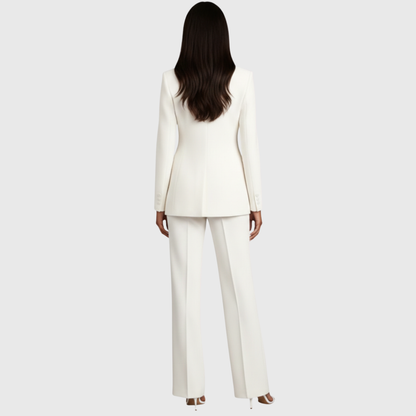 Conjunto Mujer Traje Formal Blazer Largo Estructurado Pantalón Recto