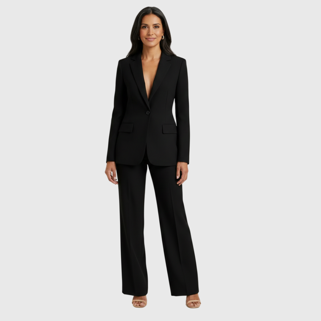 Conjunto Mujer Traje Formal Blazer Largo Estructurado Pantalón Recto