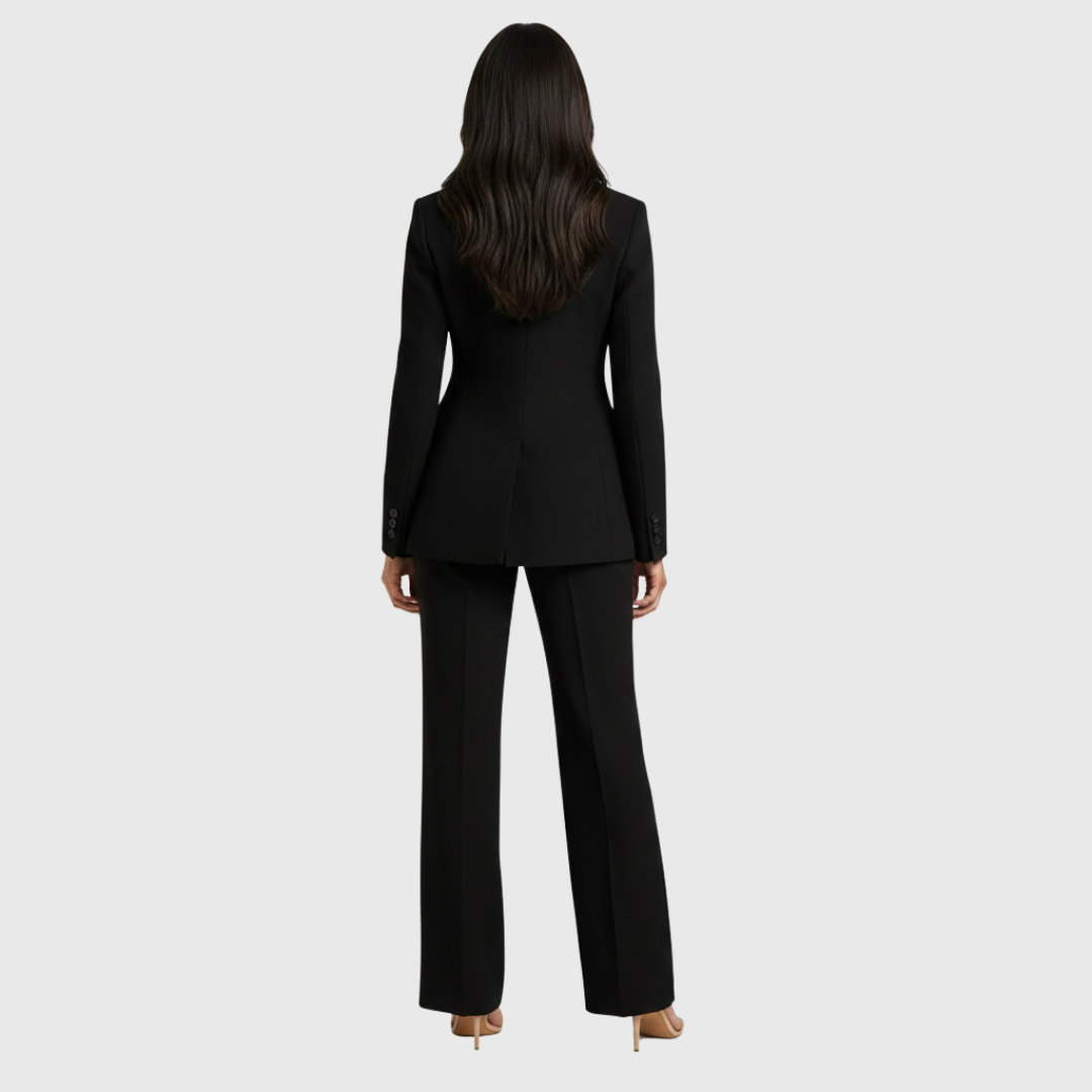 Conjunto Mujer Traje Formal Blazer Largo Estructurado Pantalón Recto