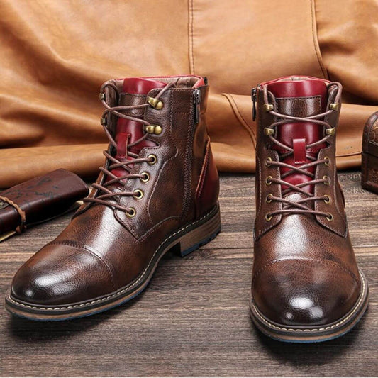 Botas hombre de cuero con cordones botines formales cómodos - Mavetta